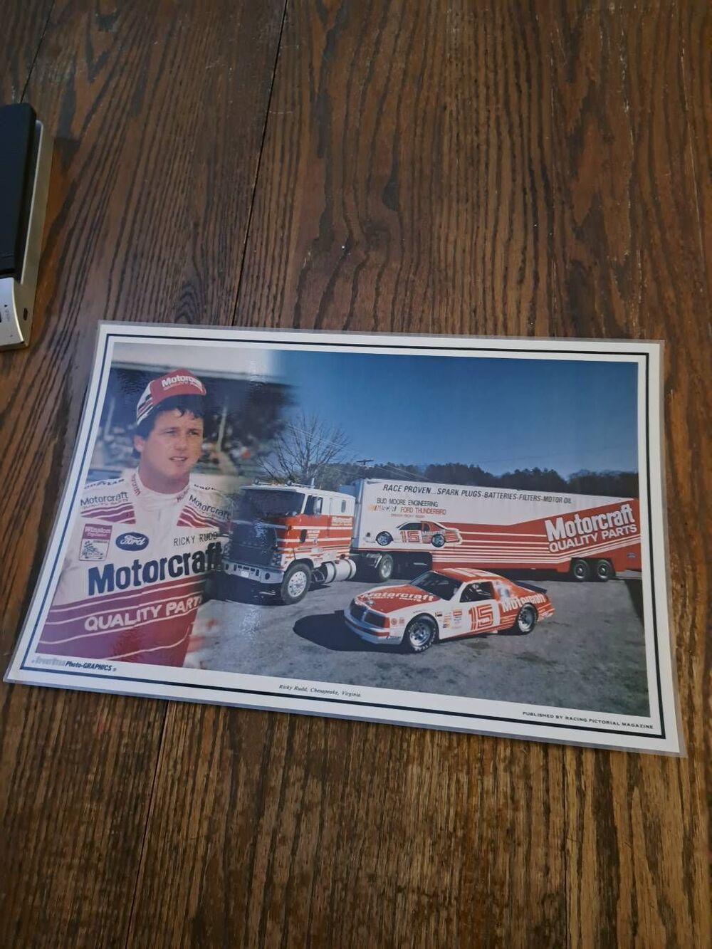 Vintage Ricky Rudd Motorcraft Racing Laminated 11x17 NASCAR Driver Card Placemat